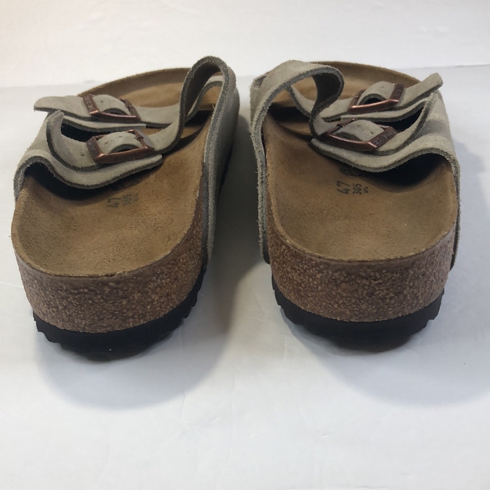 Birkenstock Suede Two-Strap Slide Sandals in Olive Green - Picture 5 of 13